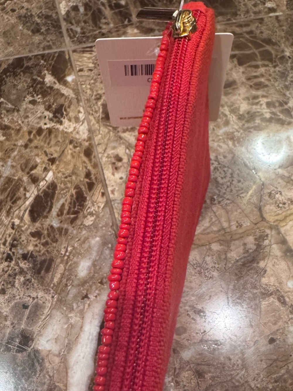 KayLee New York Handmade Seed Bead Coin Purse Pink Red Striped Zip Pouch - Picture 9 of 12